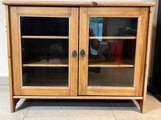 Mueble TV/Hi-Fi pino puertas cristal