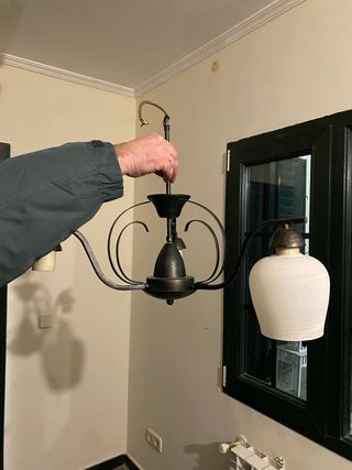 Lámpara forja 3 plafones cristal