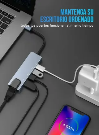 Lemorele Hub USB C con Ethernet, Adaptador USB C 5