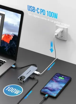 Lemorele Hub USB C con Ethernet, Adaptador USB C 5
