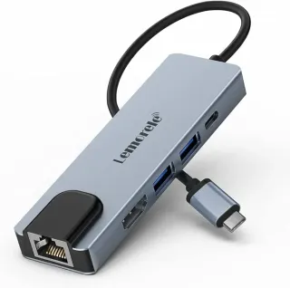 Lemorele Hub USB C con Ethernet, Adaptador USB C 5