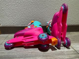 Patines infantiles ajustables rosa y turquesa