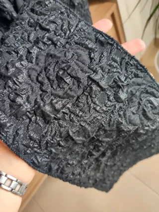 Vestido fiesta noche Zara negro brillos lazo