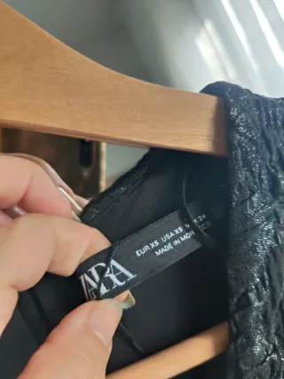 Vestido fiesta noche Zara negro brillos lazo