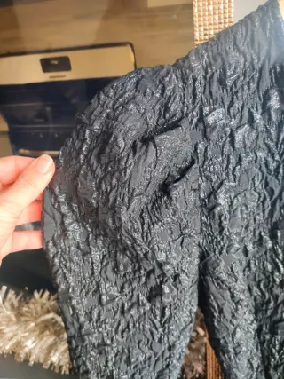 Vestido fiesta noche Zara negro brillos lazo