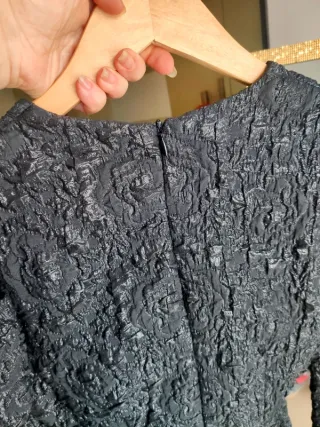 Vestido fiesta noche Zara negro brillos lazo