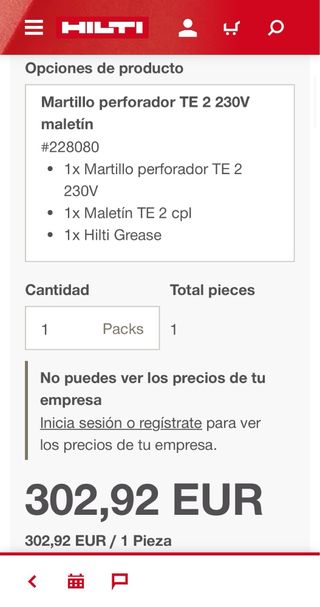 Martillo perforador Hilti TE 2