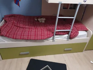 Cama tren con armario y cama nido
