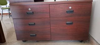 Scrivania Direzionale Palissandro e Pelle Nera