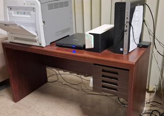 Scrivania Direzionale Palissandro e Pelle Nera