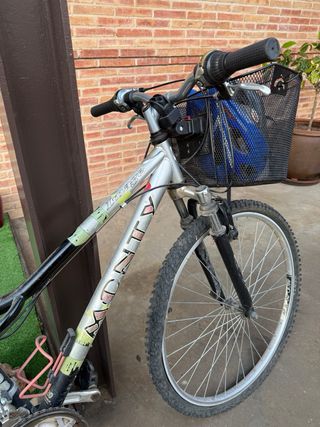 Bicicleta Monty plateada con cesta