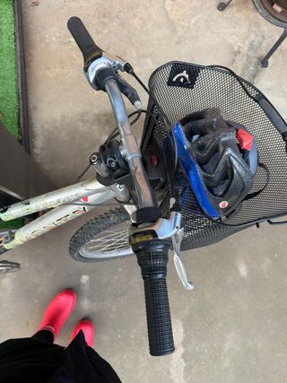 Bicicleta Monty plateada con cesta