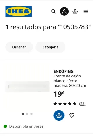 Frente Cajón Ikea ENKÖPING 80x20 Blanco