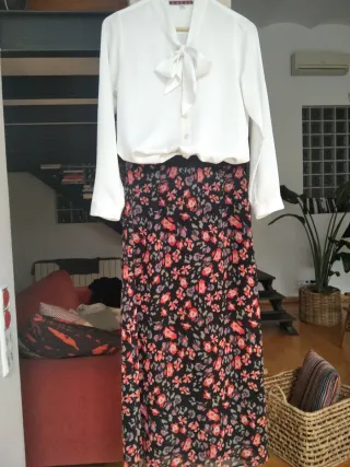 Falda midi estampada IKKS