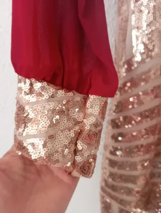 Vestido Fiesta  Granate y Dorado Talla S