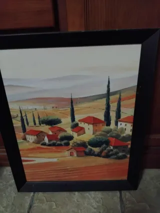 Cuadro paisaje rural con casas