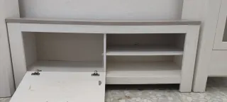 Mueble de salón modular madera y cristal