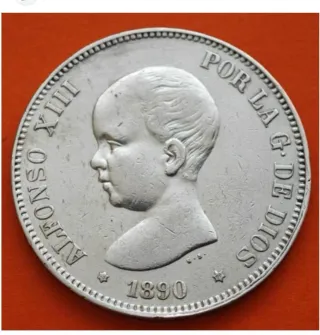 Moneda Alfonso XIII 1890 in argento