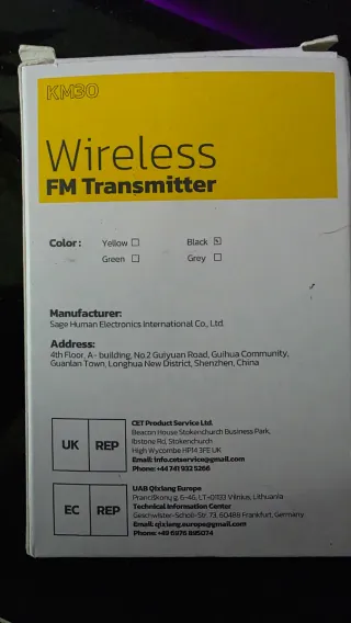 Trasmettitore FM Wireless Nulaxy KM30