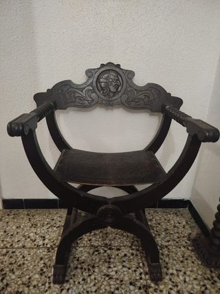 Silla Savonarola Medieval Madera Cuero