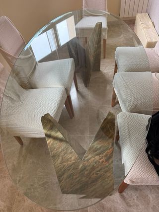 Mesa Comedor Diseño Mármol y Vidrio
