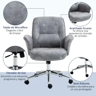 Silla de Oficina Ergonómica Giratoria Gris