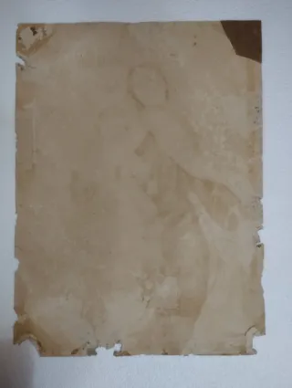 Lámina antigua Virgen y Niño Jesús 63x47