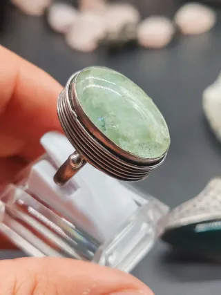 Anello Argento 925 Pietra Naturale Verde