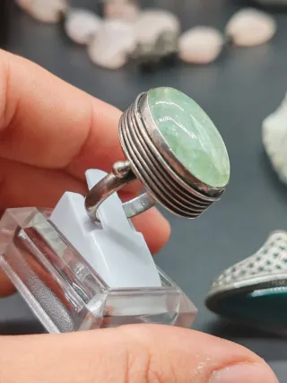 Anello Argento 925 Pietra Naturale Verde