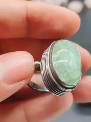 Anello Argento 925 Pietra Naturale Verde