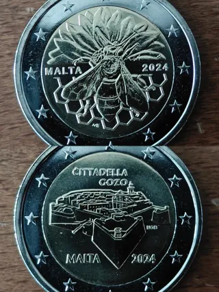 Lotto di 2 monete Malta 2024 Ape e Cittadella