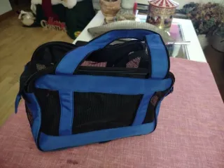 Transportín Perro/Gato Pequeño Negro/Azul