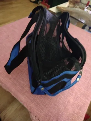 Transportín Perro/Gato Pequeño Negro/Azul