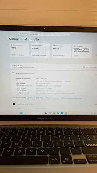 ASUS Vivobook 15 Ryzen 7 | 16GB RAM GARANTIA 3A