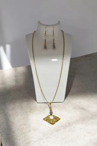 Conjunto Helios - Collar y Pendientes acero inox