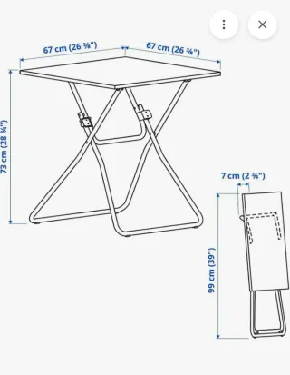 Mesa plegable Ikea negra y gris