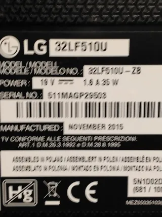 Despiece TV LG 32LF510U Main, altavoces, botonera