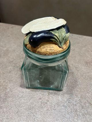 Barattolo decorativo vetro tappo melanzana