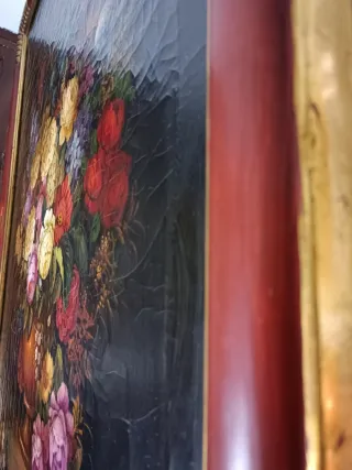 Cuadro Pintura Flores Antiguo envejecido