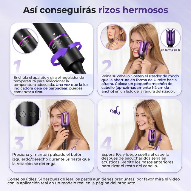 Rizador Pelo Moerae Automático Iones Negativos