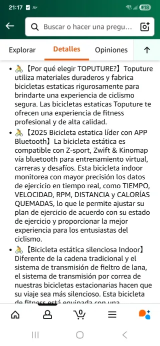 Bicicleta Estática Toputure