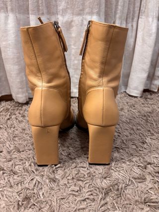 Botín  Zara Beige con Cordones Talla 40