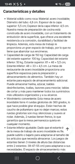 Mesa auxiliar inox VEVOR con ruedas