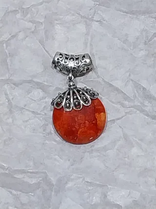 Colgante Plata y Coral Rojo