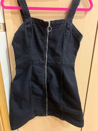 Vestido vaquero negro con cremallera elástico