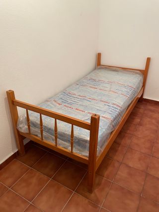 Cama 80x180 individual de madera con colchon