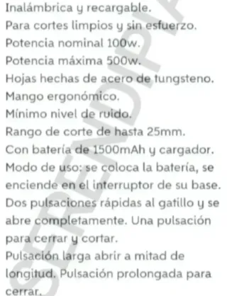 TIJERAS PARA PODAR A BATERÍA.