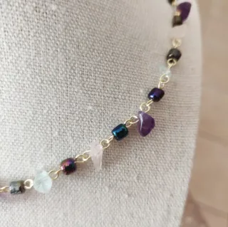 Collana pietre e perline multicolor