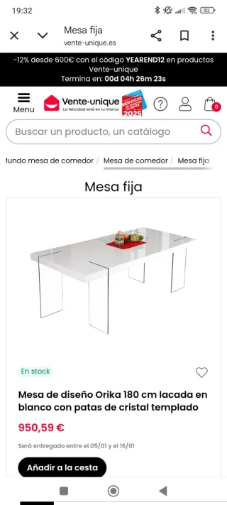 Mesa Comedor Moderna Blanca Cristal