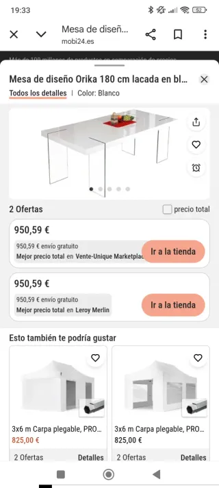Mesa Comedor Moderna Blanca Cristal
